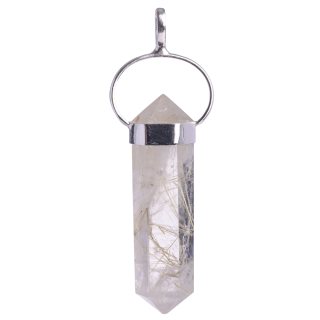 Rutilated Quartz Double Terminated Pendant - Sterling Silver