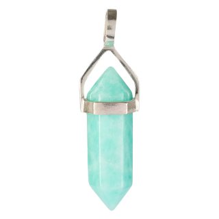 Amazonite Double Point Pendant - Silver Plated