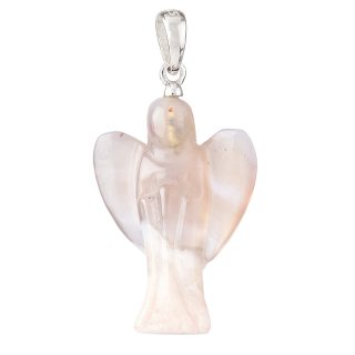 Blossom Agate Angel, 1" Pendant - Sterling Silver