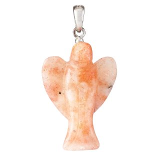 Sunstone Angel, 1" Pendant - Sterling Silver