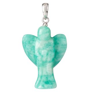 Green Amazonite Angel, 1" Pendant - Sterling Silver