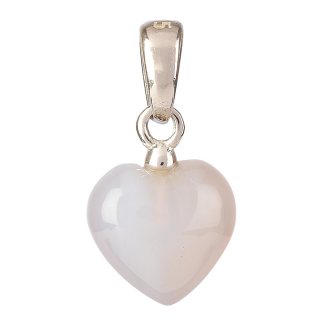 Tiny Agate Heart Pendant & Charm 6 &times; 8mm &ndash; Sterling Silver