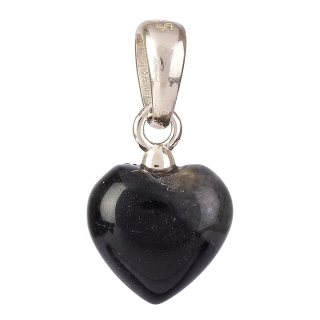 Tiny Black Onyx Heart Pendant 6 &times; 8mm &ndash; Sterling Silver