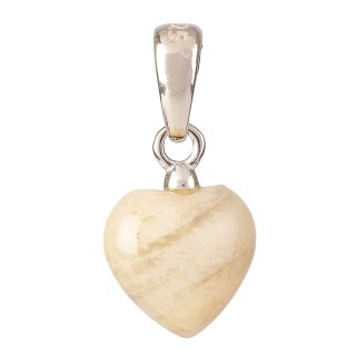 Tiny Moonstone Heart Pendant 6 x 8mm - Sterling Silver