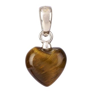 Tiny Tiger Eye Heart Pendant 6 &times; 8mm - Sterling Silver