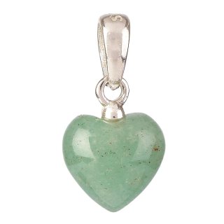 Tiny Green Aventurine Heart Pendant 6 &times; 8mm &ndash; Sterling Silver