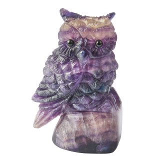 Fluorite Owl Carving - 8.3cm