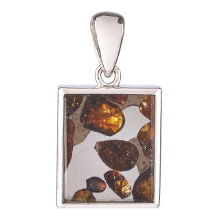 Sterling Silver Sericho Pallasite Meteorite Pendant - 10-12mm