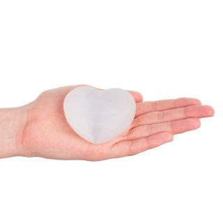 Selenite Puff Heart Carving - 60mm