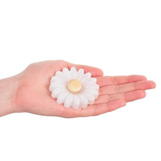 Polished Selenite Daisy Flower Carving - 65mm