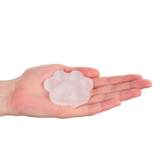 Selenite Paw Print Carving - 60mm