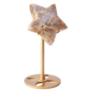 Polished Moonstone Star on Gold Stand - 170g