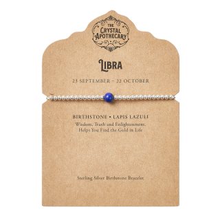 Libra Sterling Silver Birthstone Bracelet &ndash; Lapis Lazuli