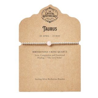 Taurus Sterling Silver Birthstone Bracelet &ndash; Rose Quartz