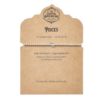 Pisces Sterling Silver Birthstone Bracelet &ndash; Aquamarine