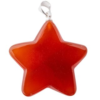 Carnelian Flat Star Pendant - Silver Plated