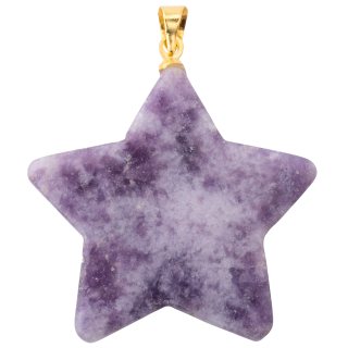 Lepidolite Flat Star Pendant with Gold Plated Bail 