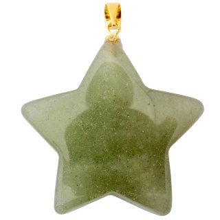 Green Aventurine Puff Star Pendant with Gold Plated Bail 
