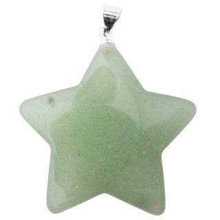 Green Aventurine Puff Star Pendant - Silver Plated