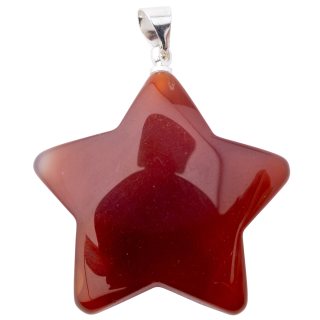 Carnelian Puff Star Pendant - Silver Plated