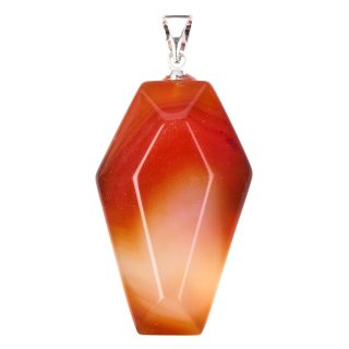 Carnelian Coffin Pendant - Silver Plated