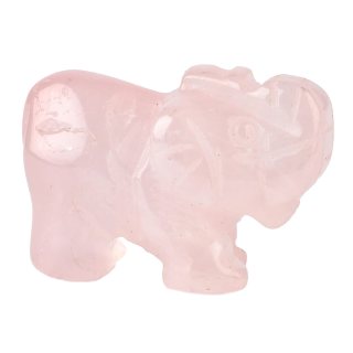 Rose Quartz Elephant Carving - 30mm
