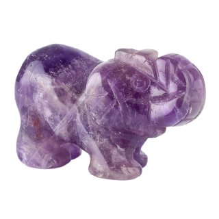 Amethyst Elephant Carving - 30mm