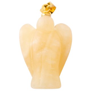 Yellow Calcite Angel Pendant, Gold Plated Bail 