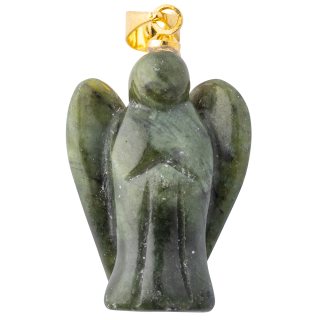 Serpentine Angel Pendant, Gold Plated Bail 