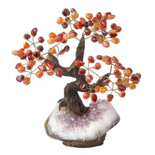 Carnelian Bonsai Tree on Amethyst Base &ndash; 24 Branches