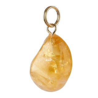 Citrine Tumblestone Pendant - Gold Plated Split Ring 