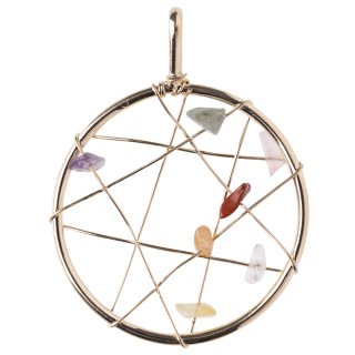 Chakra Dream Catcher Pendant, Gold Plated 