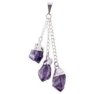 Amethyst 3pc Charm Pendant - Silver Plated