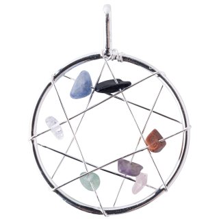 Chakra Dream Catcher Pendant - Silver Plated
