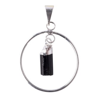 Tourmaline Dangle Pendant Ring - Silver Plated