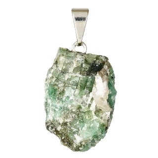 Raw Emerald Pendant - Silver Plated