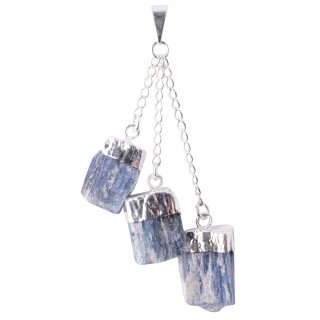 Blue Kyanite Charm Pendant - Silver Plated