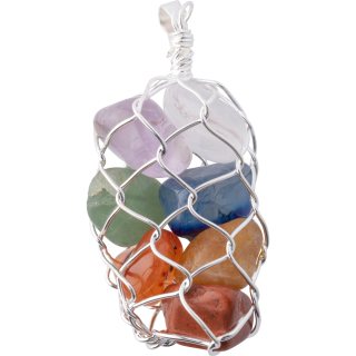 Chakra Wire Bag Pendant - Silver Plated