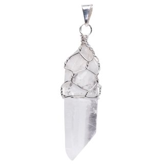 Crystal Basket-Top Point Pendant - Silver Plated