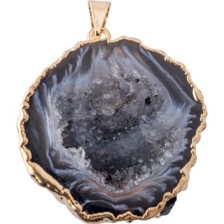 Half Geode Pendant, Gold Plated 