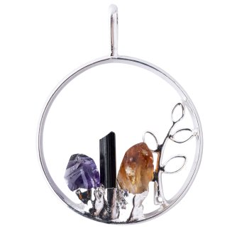 Branch Circle Pendant - Silver Plated