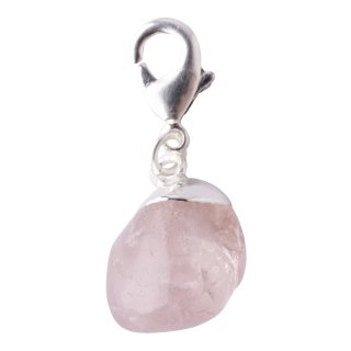 Mini Tumbled Rose Quartz Charm (Silver Plated)