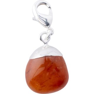Mini Tumbled Carnelian Charm (Silver Plated)