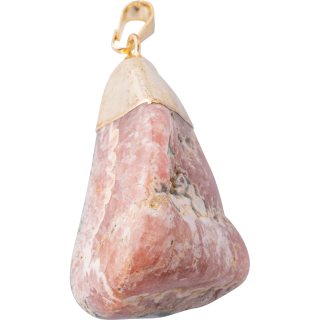 Rhodochrosite Large Tumbled Pendant Gold Plated 