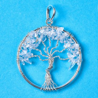 Crystal (1 Piece) Tree of Life Pendant - Silver Plated