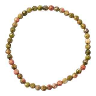 Unakite 4mm Faceted Bead Stretch Bracelet