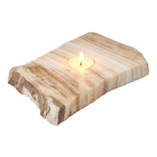 Amber Onyx Irregular Tealight Holder, Rough Edge