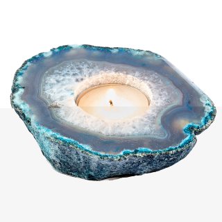 Agate Slab Tealight Holder Green