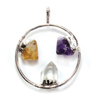 Fixed Assort. Points Pendant Ring - Silver Plated