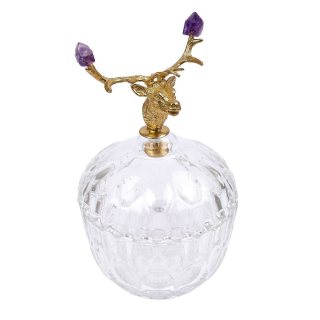Glass Jar with Amethyst Stag Lid, 17cm